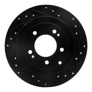 Hyundai Tucson Brake Rotor (1) - Rear Right - R1 Concepts - Drilled & Slotted - Black - `16-`22
